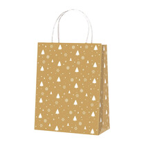 BB Geschenk-Tragetaschen gold Tannenbäume