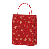 BB Geschenk-Tragetaschen rot Schneeflocken