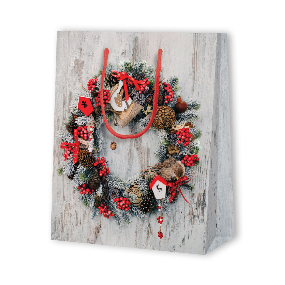 BB Geschenktragetaschen Holzoptik-Weihnachtskranz BB Geschenktragetaschen Holzoptik-Weihnachtskranz