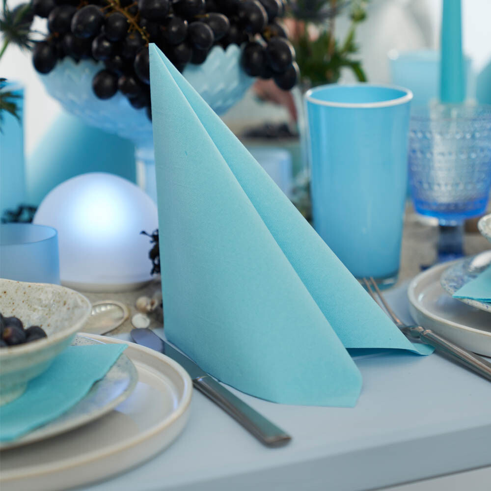 Bio Dunisoft-Servietten - 40 x 40 cm 1-4 Falz mint blue Bio Dunisoft-Servietten - 40 x 40 cm 1-4 Falz mint blue