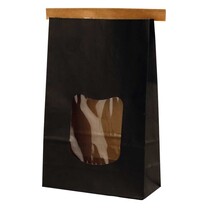 Blockbodenbeutel schwarz 1000g mit Fenster und Clip Blockbodenbeutel schwarz 1000g mit Fenster und Clip