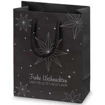 Bocksbeutel Flaschen - Tragetasche Linea Weihnachtssterne schwarz Bocksbeutel Flaschen - Tragetasche Linea Weihnachtssterne schwarz