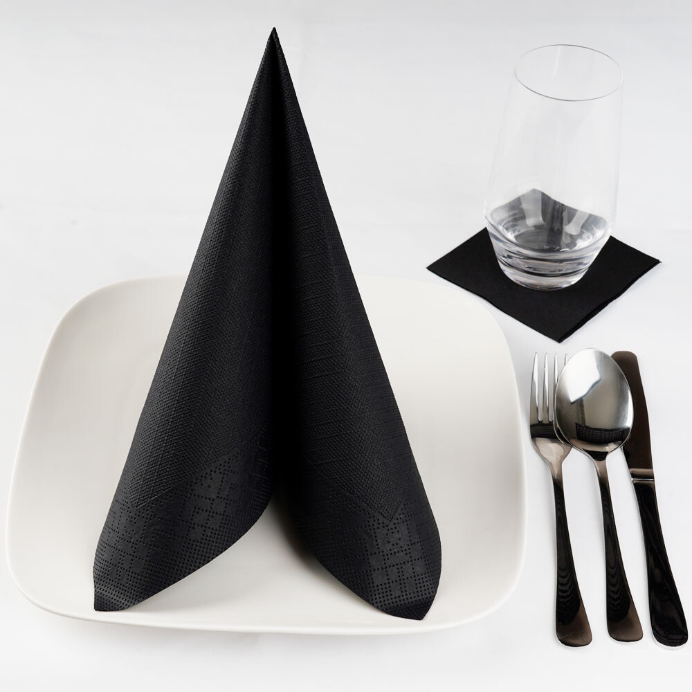 Cocktailservietten 24 x 24 cm 2-lagig schwarz Cocktailservietten 24 x 24 cm 2-lagig schwarz