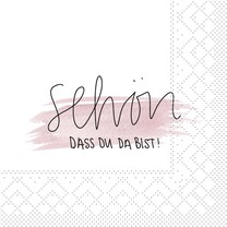Cocktailservietten Schön dass du da bist weiß 24 x 24 cm 3-lagig Cocktailservietten Schön dass du da bist weiß 24 x 24 cm 3-lagig