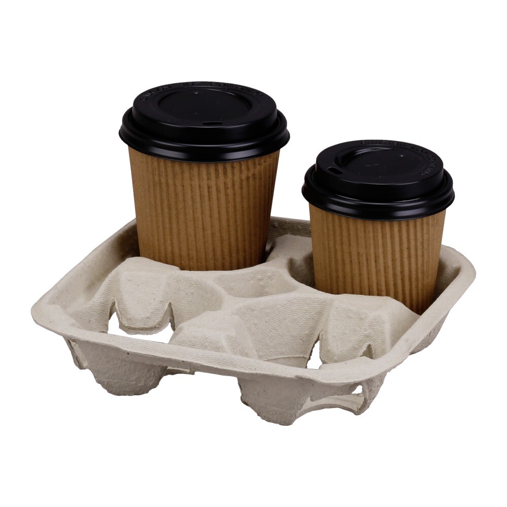 Cup Carrier aus Papierfaser für 4 Becher Cup Carrier aus Papierfaser für 4 Becher
