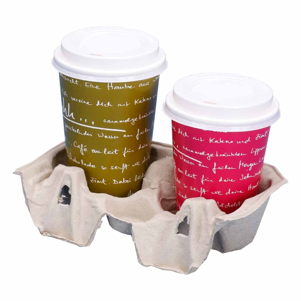 Cup Carrier aus Papierfaser für 2 bis 4 Becher Cup Carrier aus Papierfaser für 2 bis 4 Becher