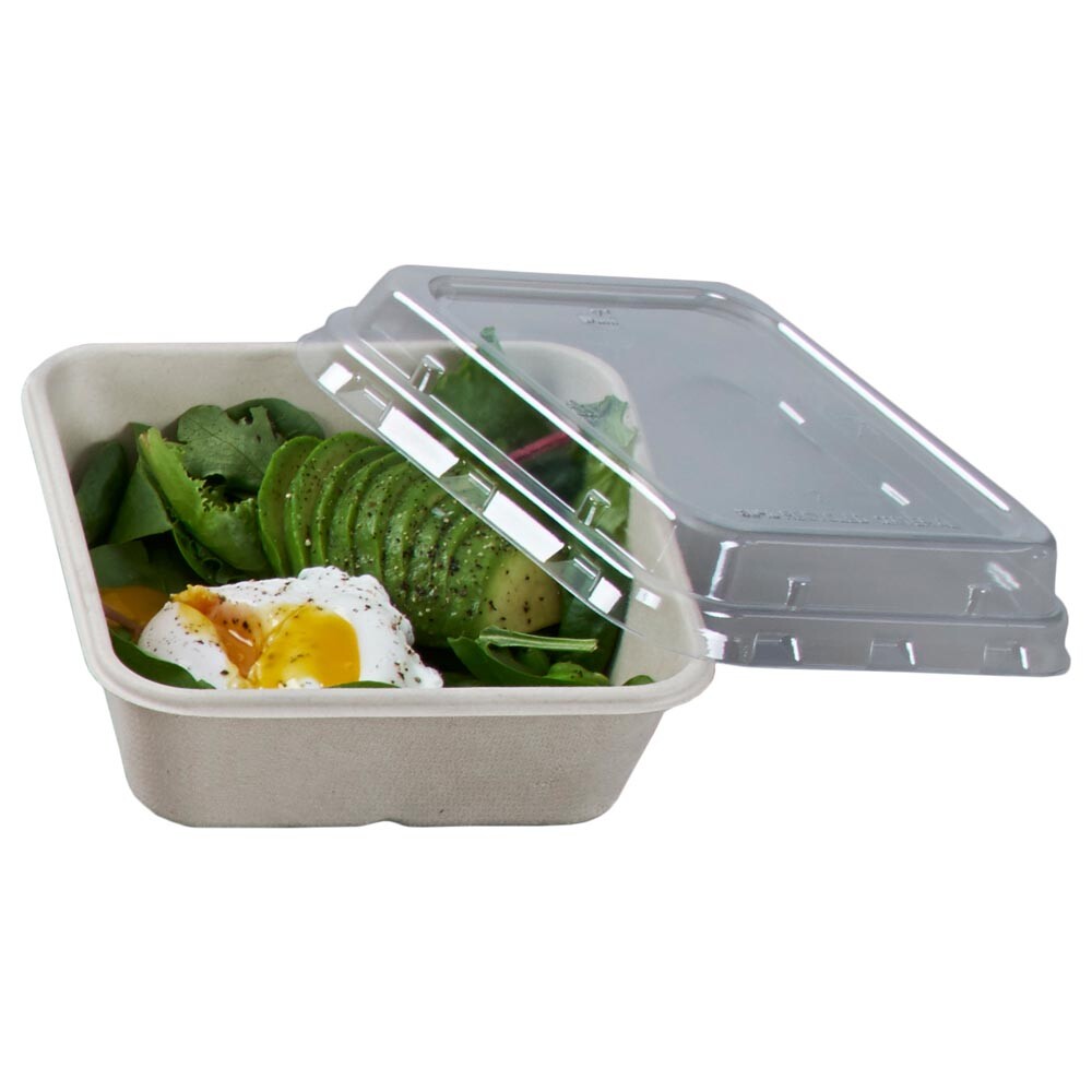 Bagasse - Schalen eckig Deckel 156 x 156 x 44 mm