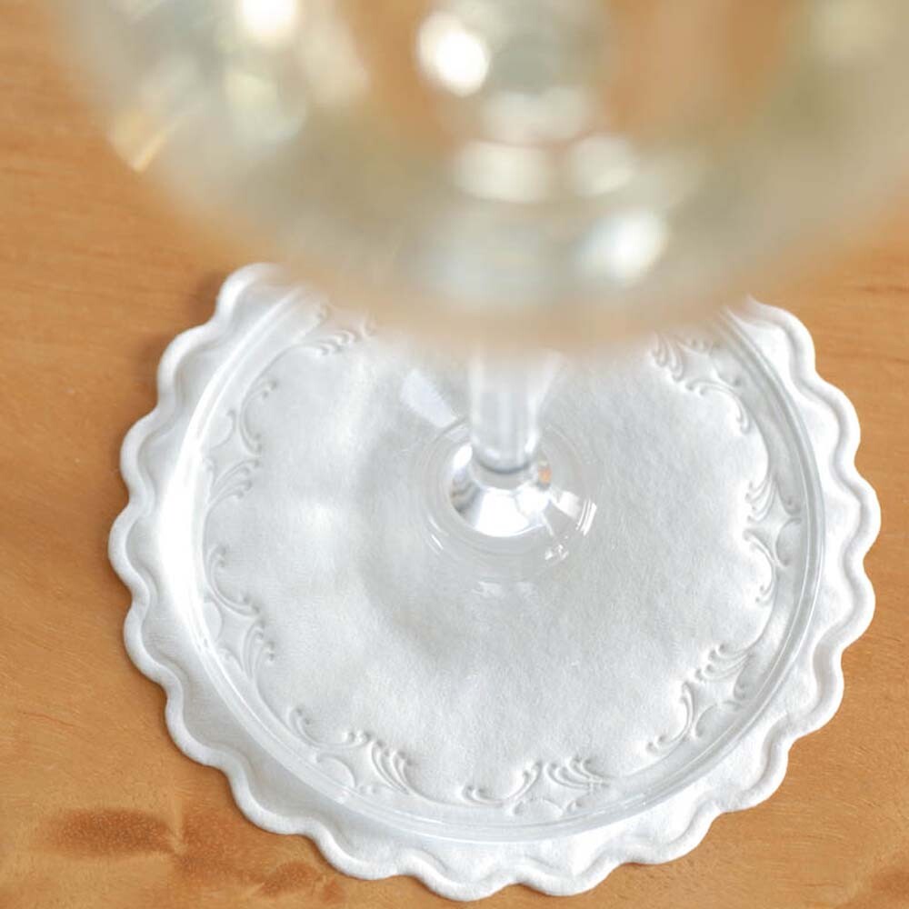 Duni Glasuntersetzer 9 cm Romanze Weiß Duni Glasuntersetzer 9 cm Romanze Weiß