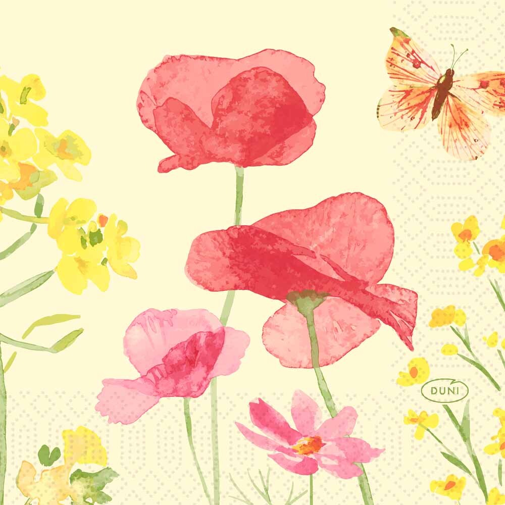 Duni Zelltuch-Servietten - 24 x 24 Poppy Field Duni Zelltuch-Servietten - 24 x 24 Poppy Field