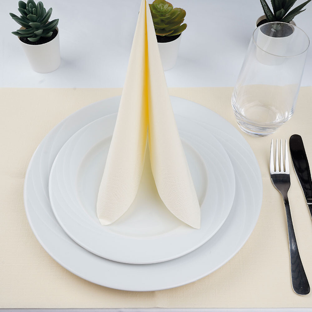 Duni Zelltuch-Servietten 33 x 33 cm 1-4 Falz Cream Duni Zelltuch-Servietten 33 x 33 cm 1-4 Falz Cream