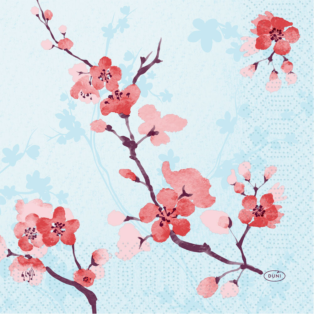Duni Zelltuch-Servietten - 33 x 33 cm Cherry Breeze blue