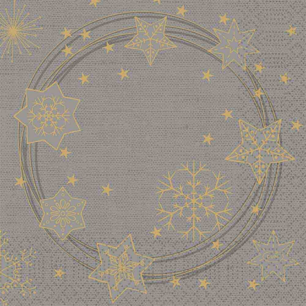 Duni Zelltuch-Servietten - 33 x 33 cm Star Shine grey