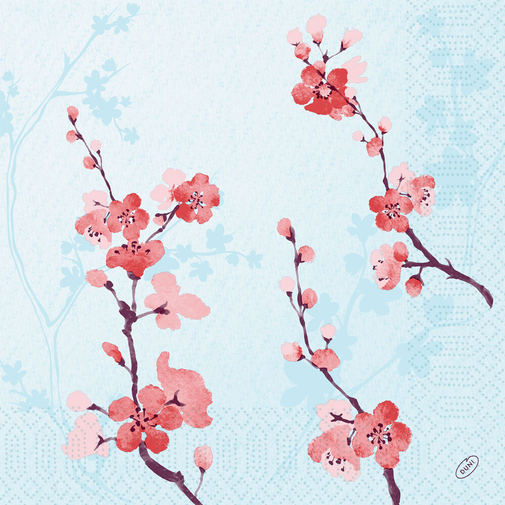 Duni Zelltuch-Servietten - 40 x 40 cm Cherry Breeze blue