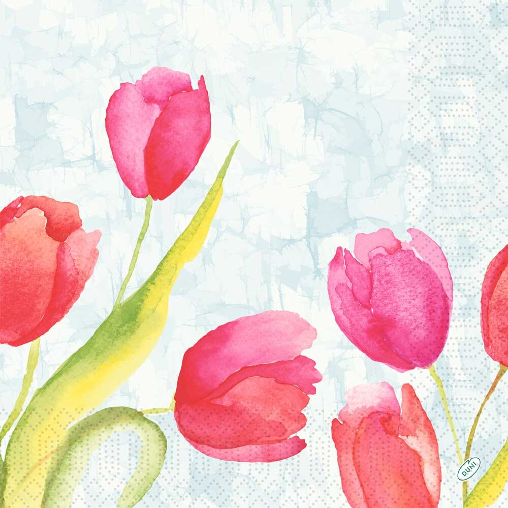 Duni Zelltuch-Servietten - 40 x 40 cm Painted Tulips Duni Zelltuch-Servietten - 40 x 40 cm Painted Tulips
