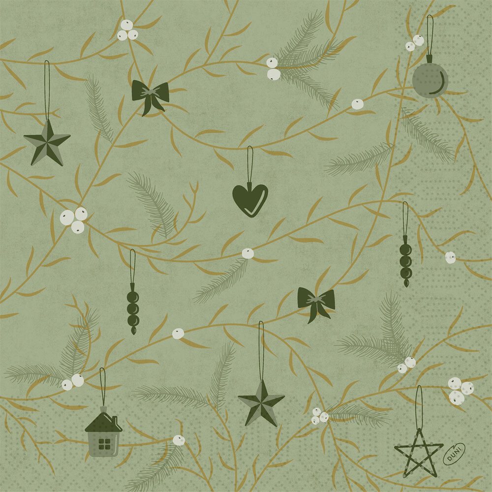 Duni Zelltuch-Servietten - 40 x 40 cm Noel Pistachio
