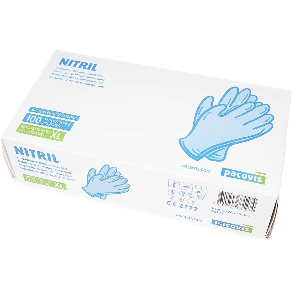 Einmal-Handschuhe Nitril Größe XL puderfrei blau Einmal-Handschuhe Nitril Größe XL puderfrei blau