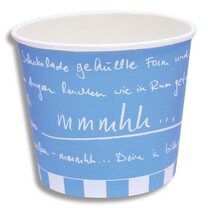 Eisbecher aus Hartpapier "mmmhh..." Aquablau Eisbecher aus Hartpapier "mmmhh..." Aquablau