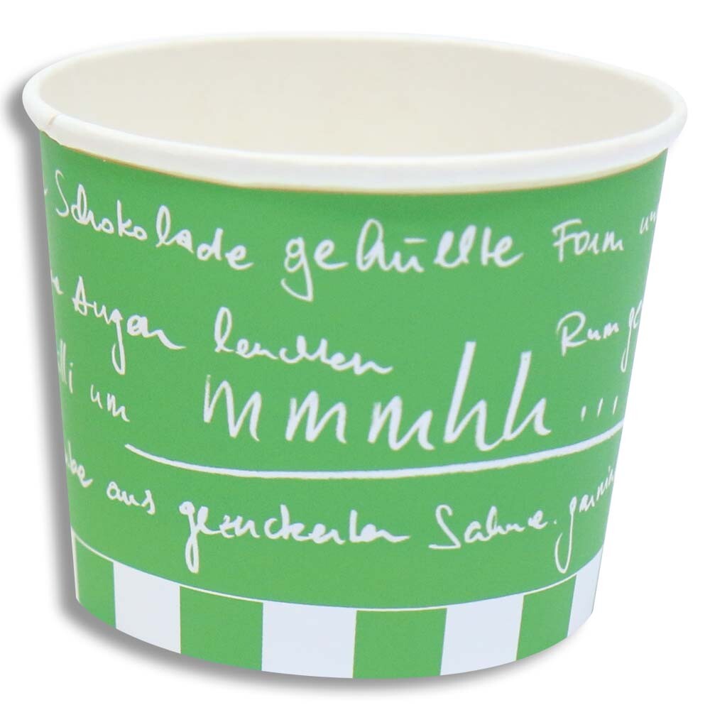 Eisbecher aus Hartpapier "mmmhh..." Smaragdgrün Eisbecher aus Hartpapier "mmmhh..." Smaragdgrün