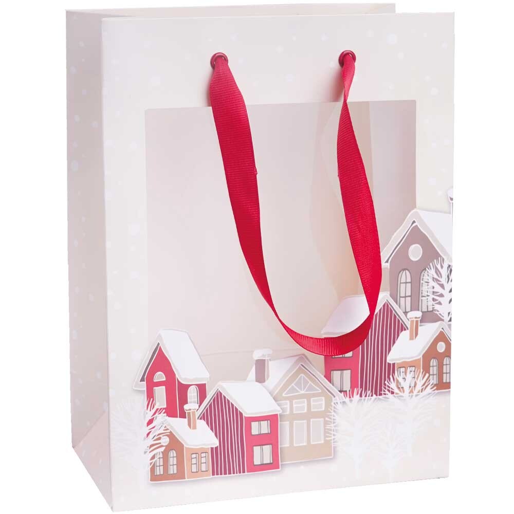 Exklusiv Geschenktragetasche Winter Town mit Sichtfenster Exklusiv Geschenktragetasche Winter Town mit Sichtfenster