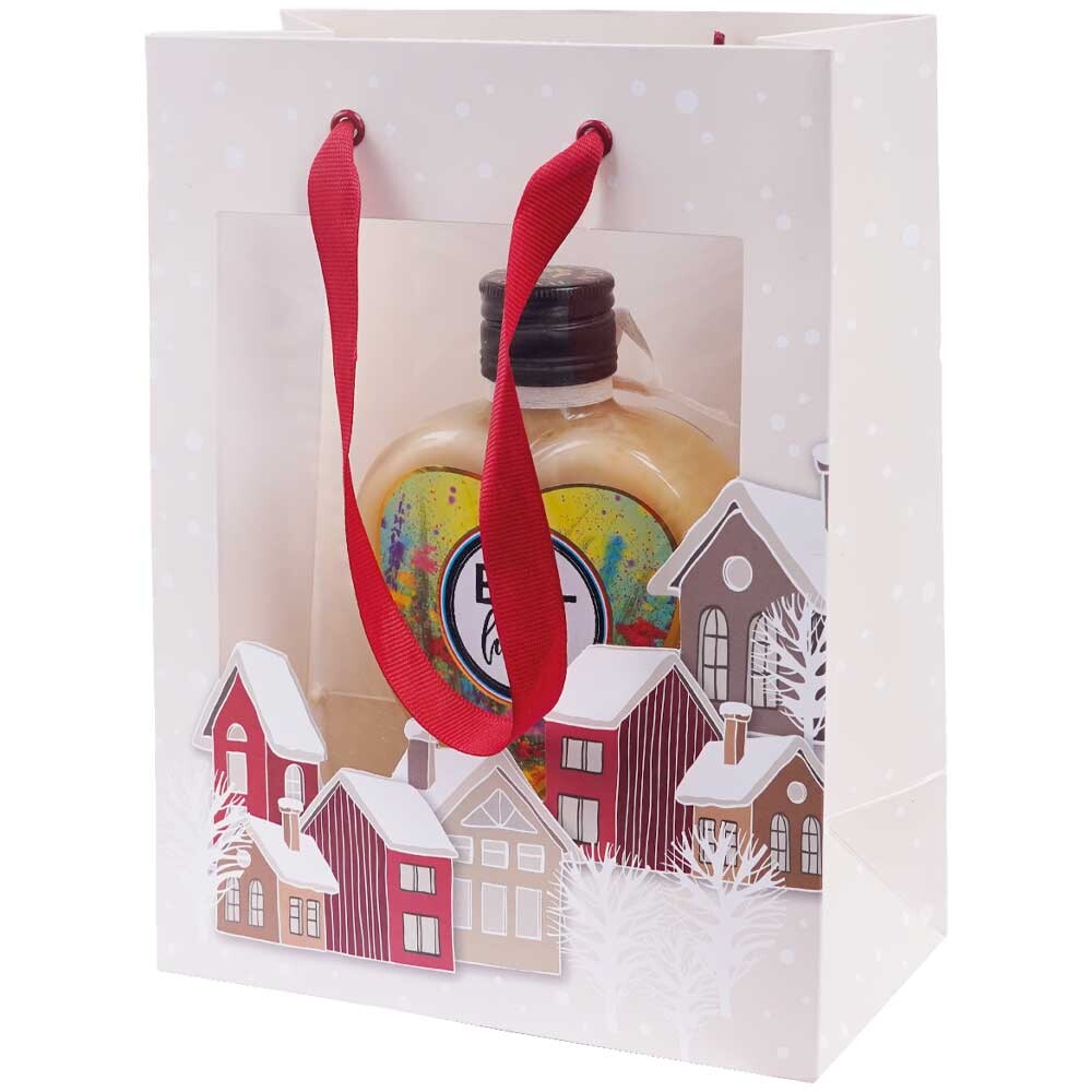 Exklusiv Geschenktragetasche Winter Town mit Sichtfenster Exklusiv Geschenktragetasche Winter Town mit Sichtfenster