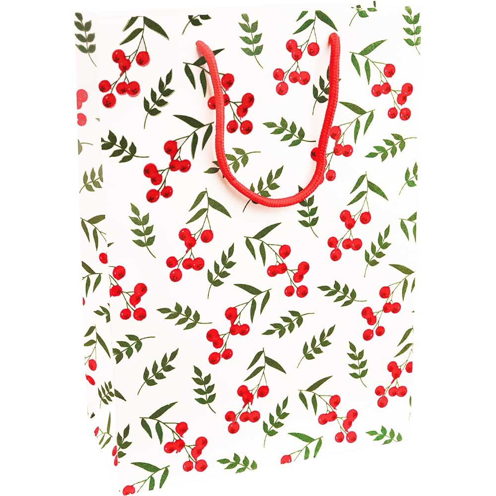 Exklusiv Geschenk-Tragetaschen Beeren beflockt groß Exklusiv Geschenk-Tragetaschen Beeren beflockt groß