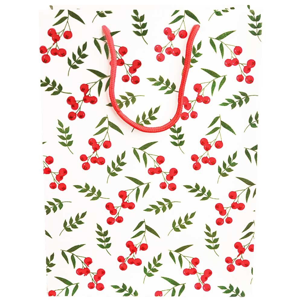 Exklusiv Geschenk-Tragetaschen Beeren beflockt groß Exklusiv Geschenk-Tragetaschen Beeren beflockt groß