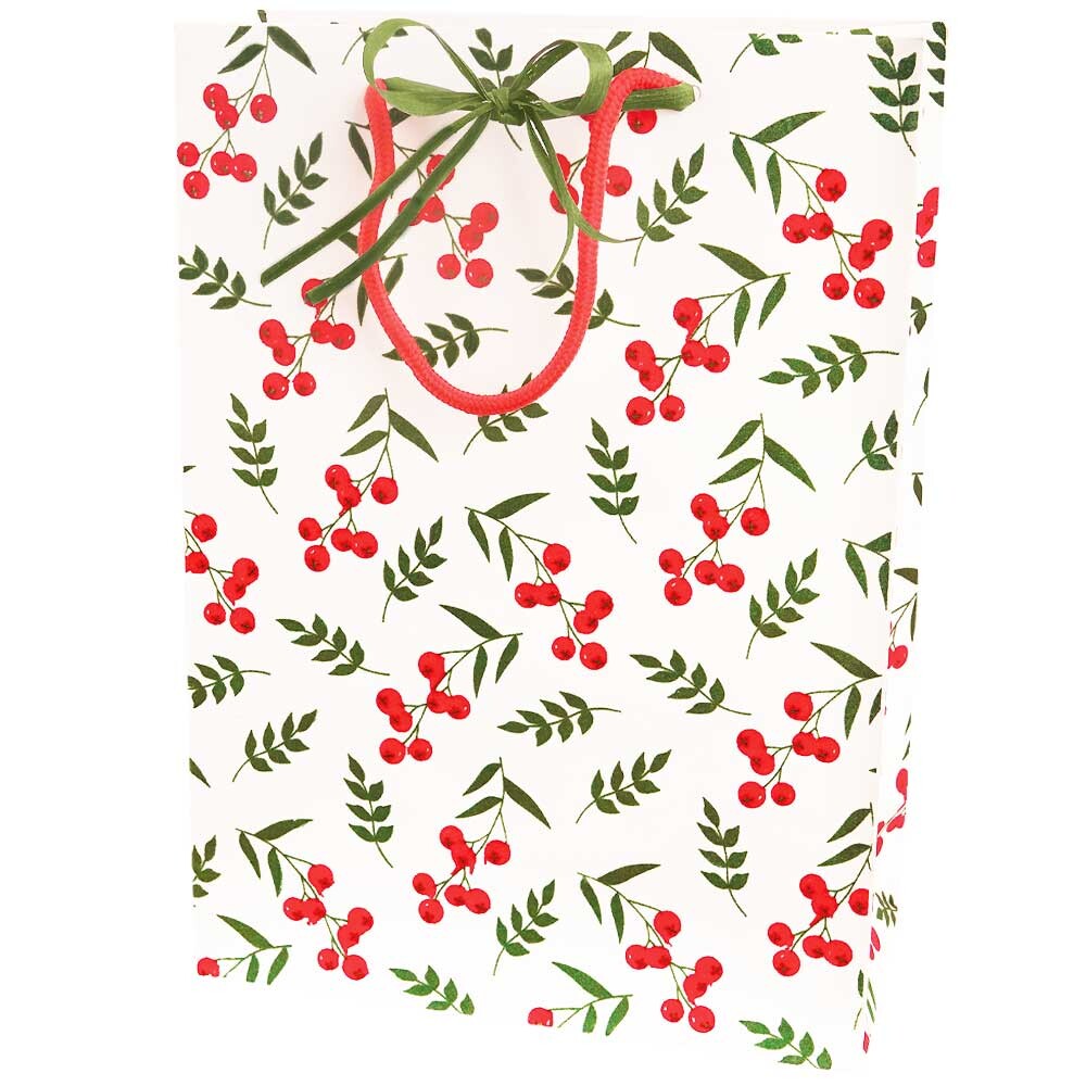 Exklusiv Geschenk-Tragetaschen Beeren beflockt groß Exklusiv Geschenk-Tragetaschen Beeren beflockt groß
