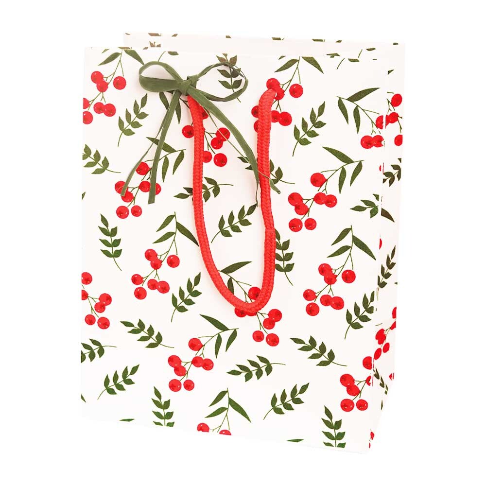 Exklusiv Geschenk-Tragetaschen Beeren beflockt klein Exklusiv Geschenk-Tragetaschen Beeren beflockt klein