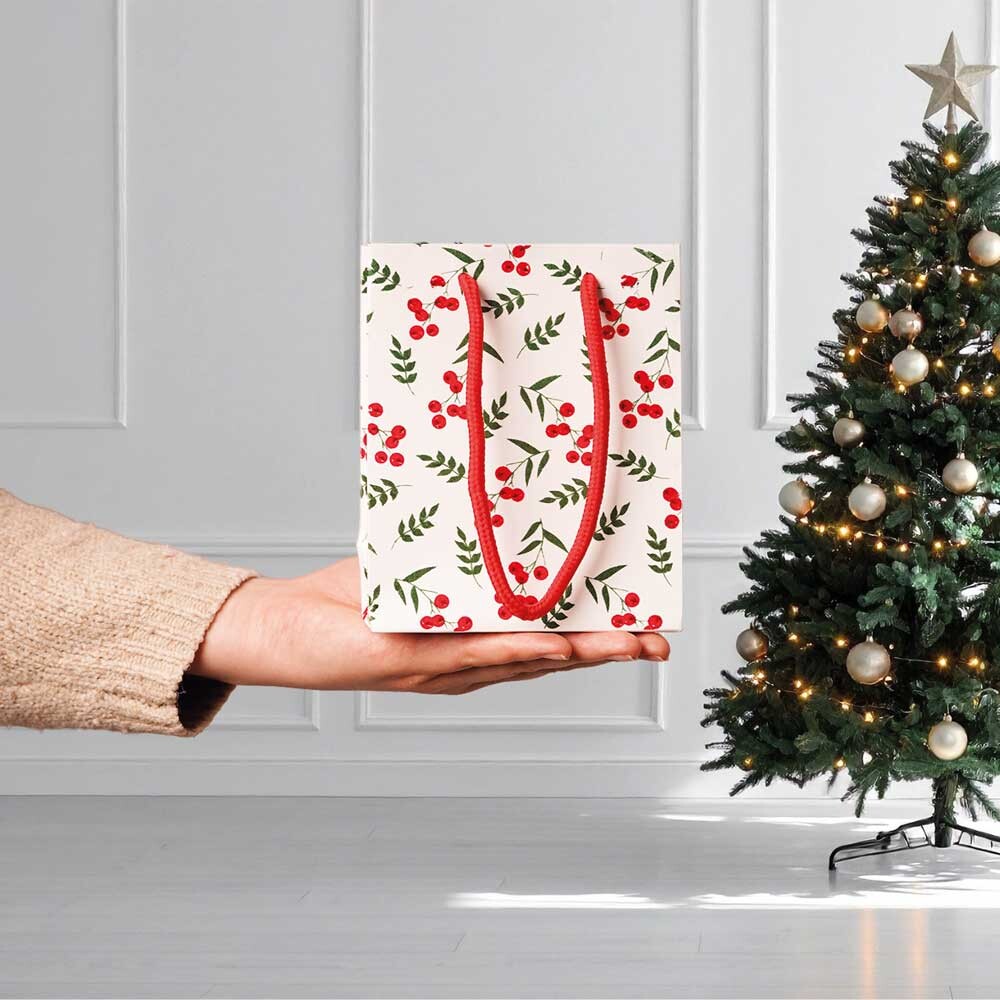 Exklusiv Geschenk-Tragetaschen Beeren beflockt klein Exklusiv Geschenk-Tragetaschen Beeren beflockt klein