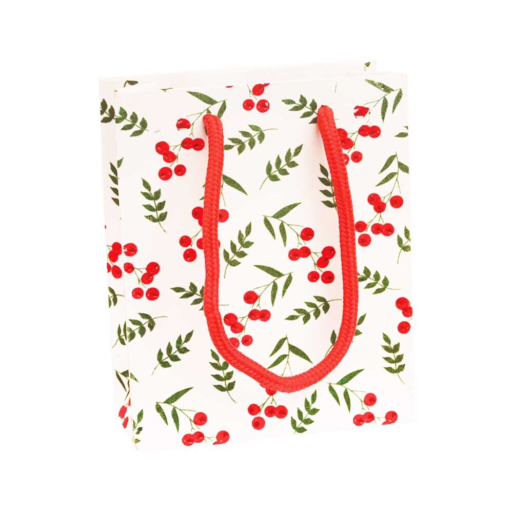 Exklusiv Geschenk-Tragetaschen Beeren beflockt mini Exklusiv Geschenk-Tragetaschen Beeren beflockt mini
