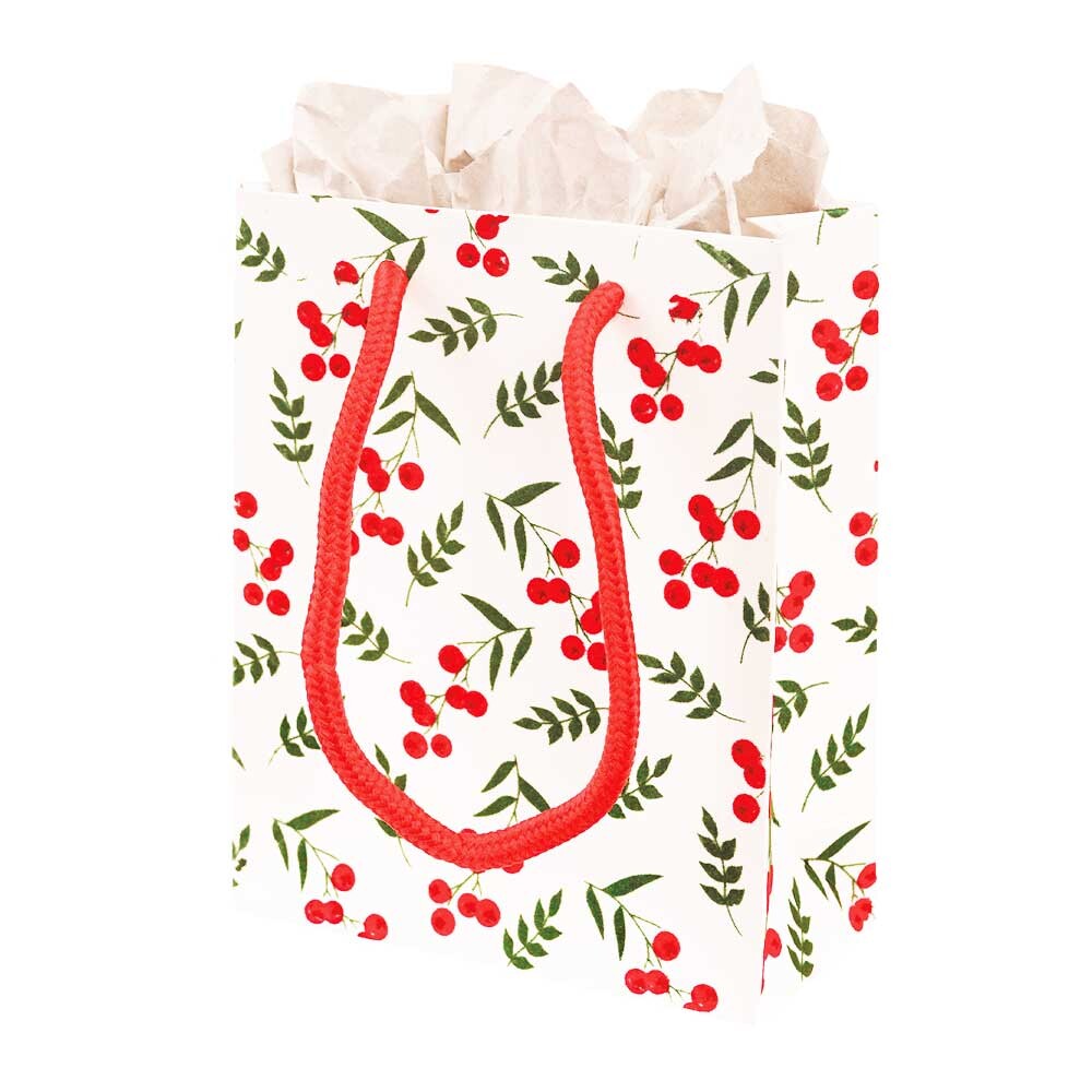 Exklusiv Geschenk-Tragetaschen Beeren beflockt mini Exklusiv Geschenk-Tragetaschen Beeren beflockt mini