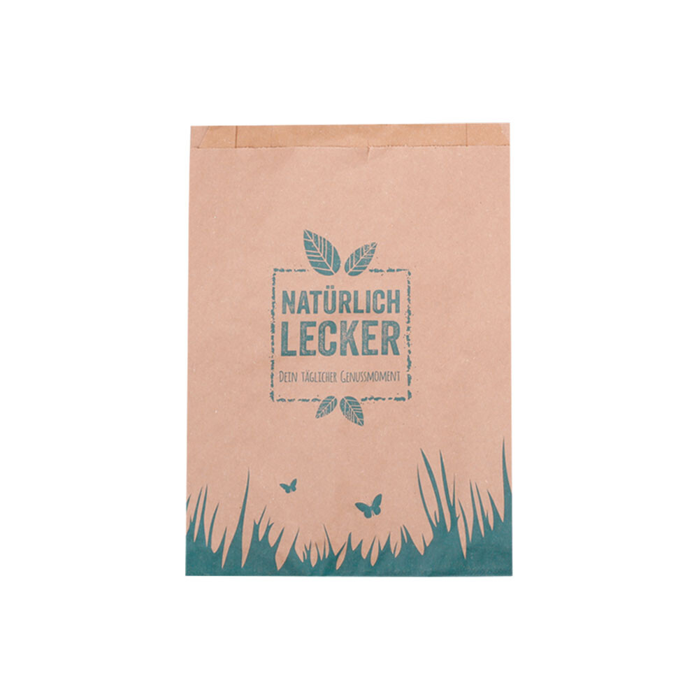Faltenbeutel braun Natürlich lecker 17 5 x 23 cm Faltenbeutel braun Natürlich lecker 17 5 x 23 cm