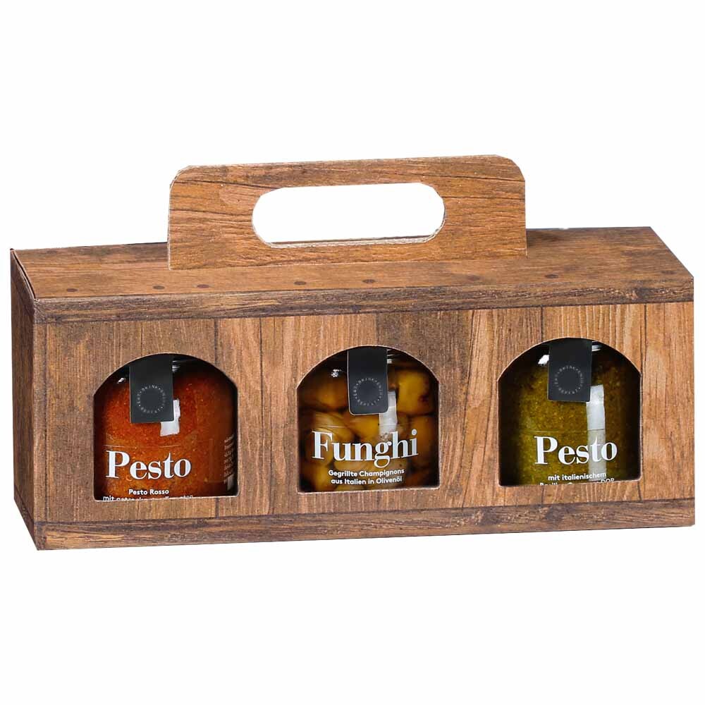 Feinkost-Tragekarton Gourmet Vintage 3er klein