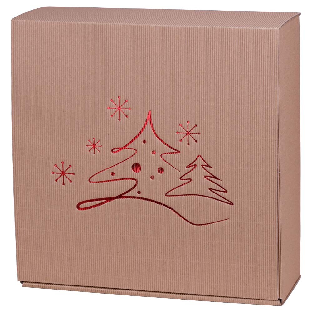 Feinkostkarton und Präsentkarton Navidad offene Welle natur/rot L Feinkostkarton und Präsentkarton Navidad offene Welle natur/rot L
