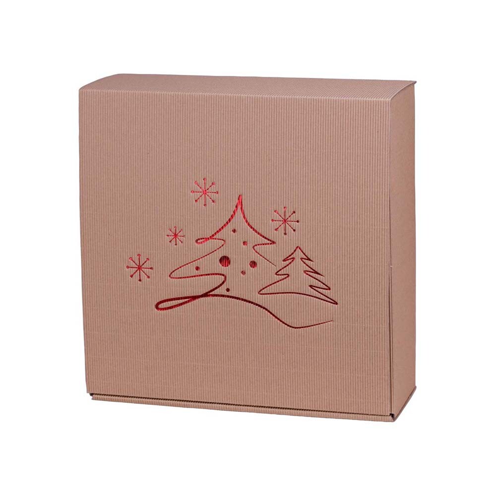 Feinkostkarton und Präsentkarton Navidad offene Welle natur/rot M Feinkostkarton und Präsentkarton Navidad offene Welle natur/rot M