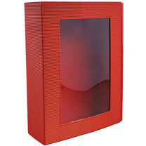 Feinkostkarton und Präsentkarton Sofia Window offene Welle rot L Feinkostkarton und Präsentkarton Sofia Window offene Welle rot L
