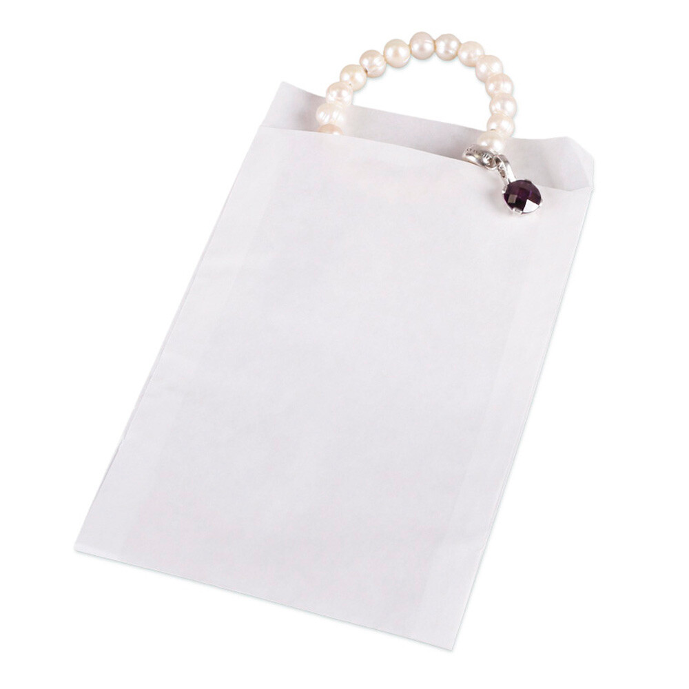 Flachbeutel weiß aus Kraftpapier 105 x 150 Klappe 20 mm