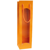Flaschen - Tragetaschen orange mit Linienprägung Sichtfenster 1er Flaschen - Tragetaschen orange mit Linienprägung Sichtfenster 1er