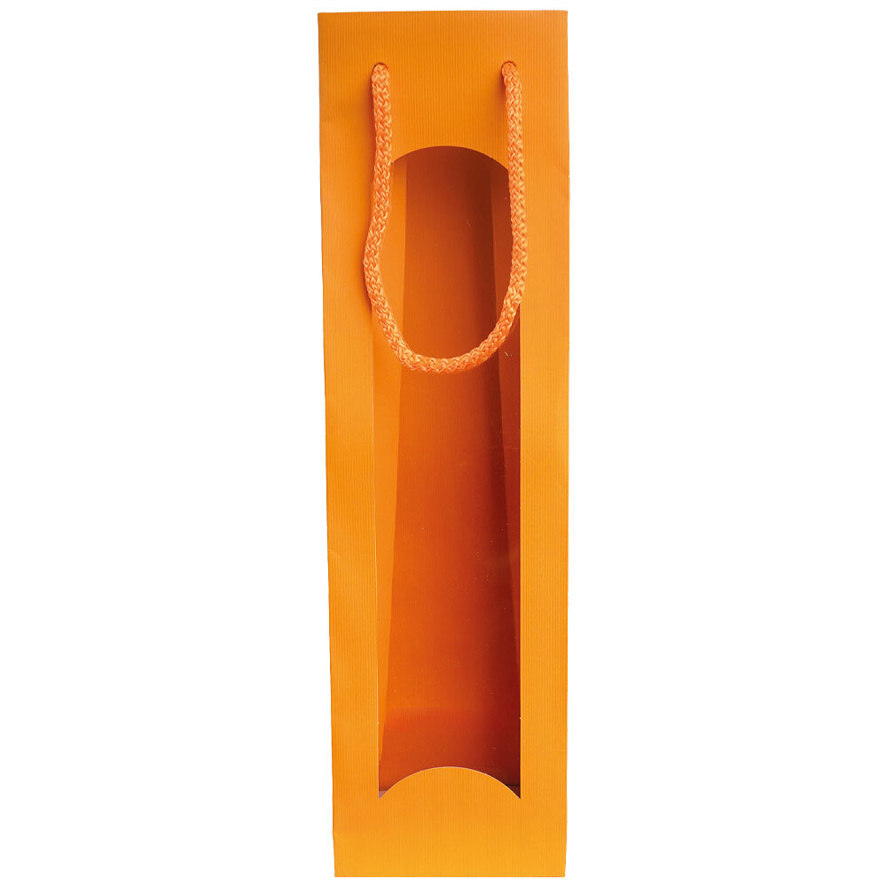 Flaschen - Tragetaschen orange mit Linienprägung Sichtfenster 1er Flaschen - Tragetaschen orange mit Linienprägung Sichtfenster 1er