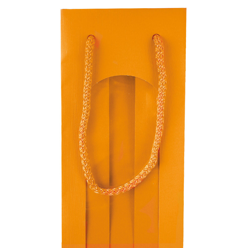 Flaschen - Tragetaschen orange mit Linienprägung Sichtfenster 1er Flaschen - Tragetaschen orange mit Linienprägung Sichtfenster 1er