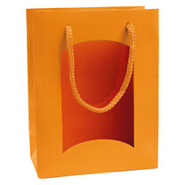 Flaschen - Tragetaschen orange mit Linienprägung Sichtfenster Klein Flaschen - Tragetaschen orange mit Linienprägung Sichtfenster Klein