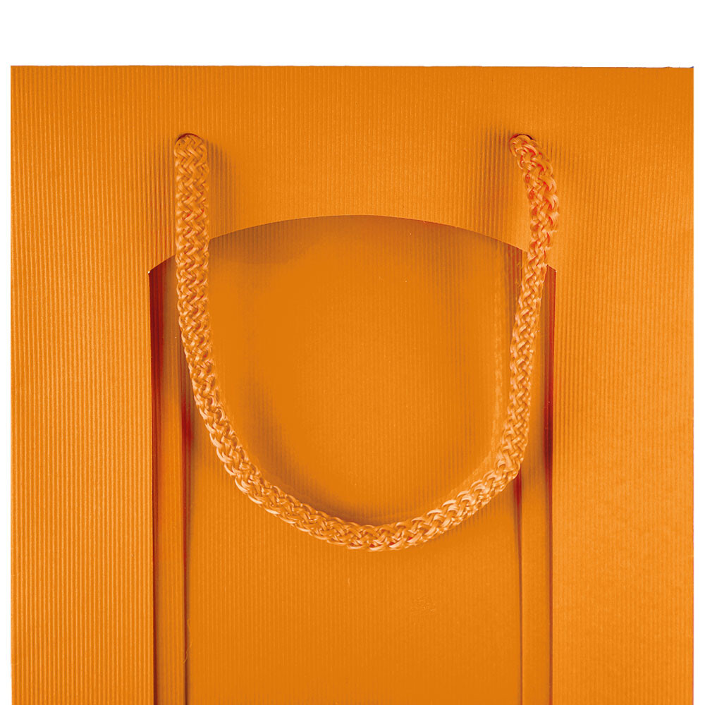 Flaschen - Tragetaschen orange mit Linienprägung Sichtfenster Klein