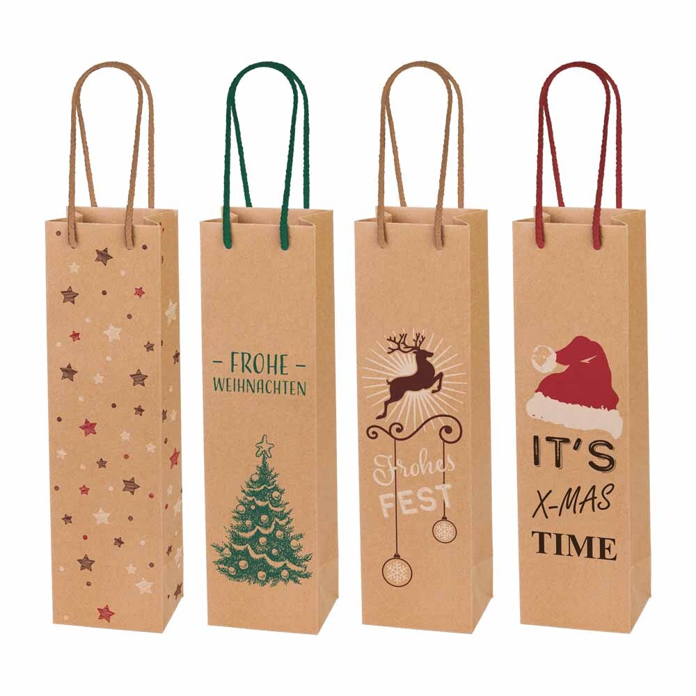 1er Flaschentragetaschen Set Natura Christmas braun 1er Flaschentragetaschen Set Natura Christmas braun