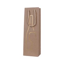Flaschen - Tragetaschen Weinmotive Kraftpapier matt Naturfarben Weinflasche gold