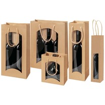 Flaschen-Tragetaschen aus Kraftpapier Sichtfenster Flaschen-Tragetaschen aus Kraftpapier Sichtfenster