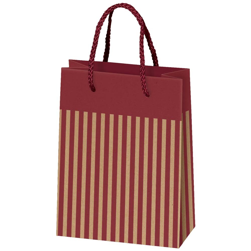 BB Geschenktasche mit Streifen bordeaux natur 17 85 x 22 cm BB Geschenktasche mit Streifen bordeaux natur 17 85 x 22 cm