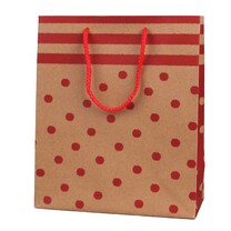 Geschenk-Tragetasche braun mittel Punkte matt rot Geschenk-Tragetasche braun mittel Punkte matt rot