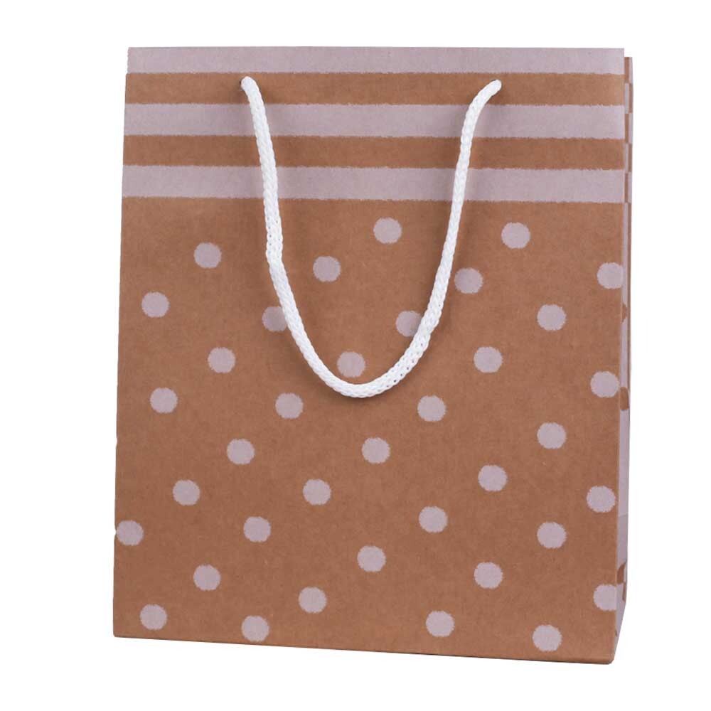 Geschenk-Tragetasche braun mittel Punkte matt weiß Geschenk-Tragetasche braun mittel Punkte matt weiß