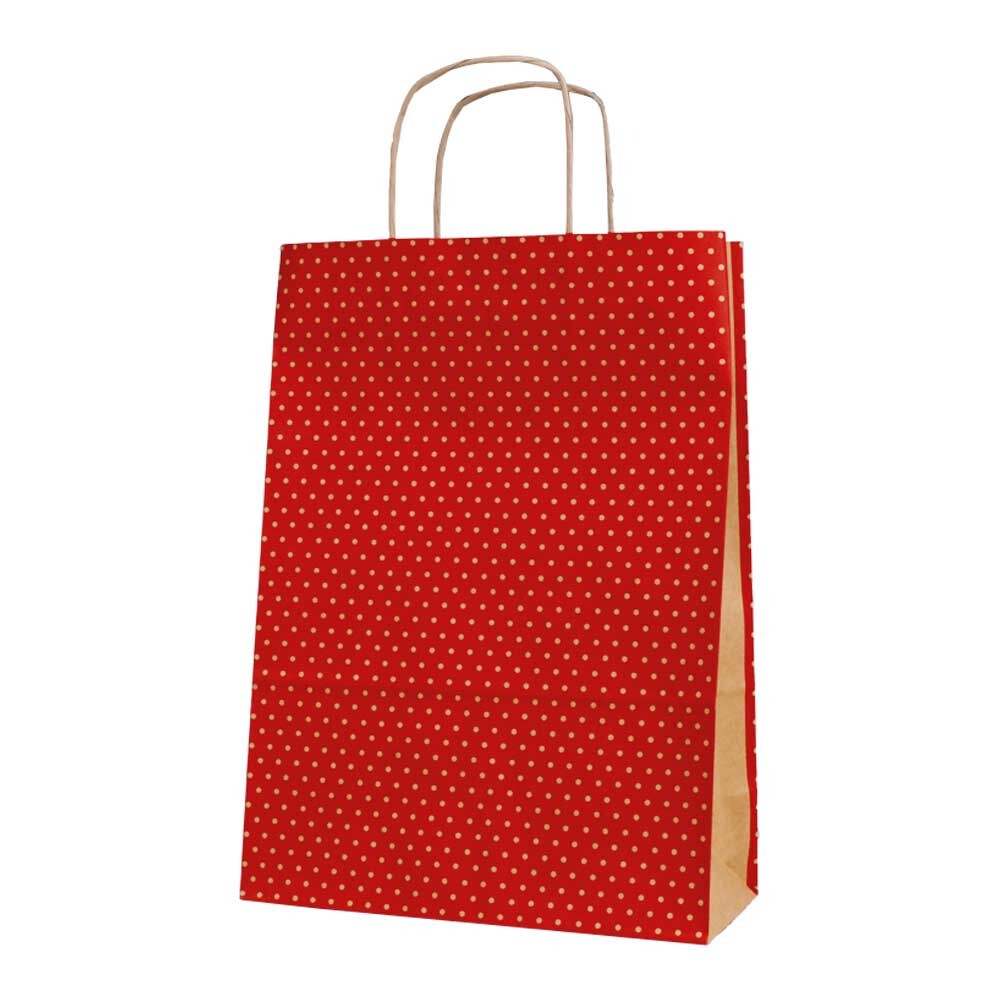 Geschenk-Tragetasche rot mit Punkte groß