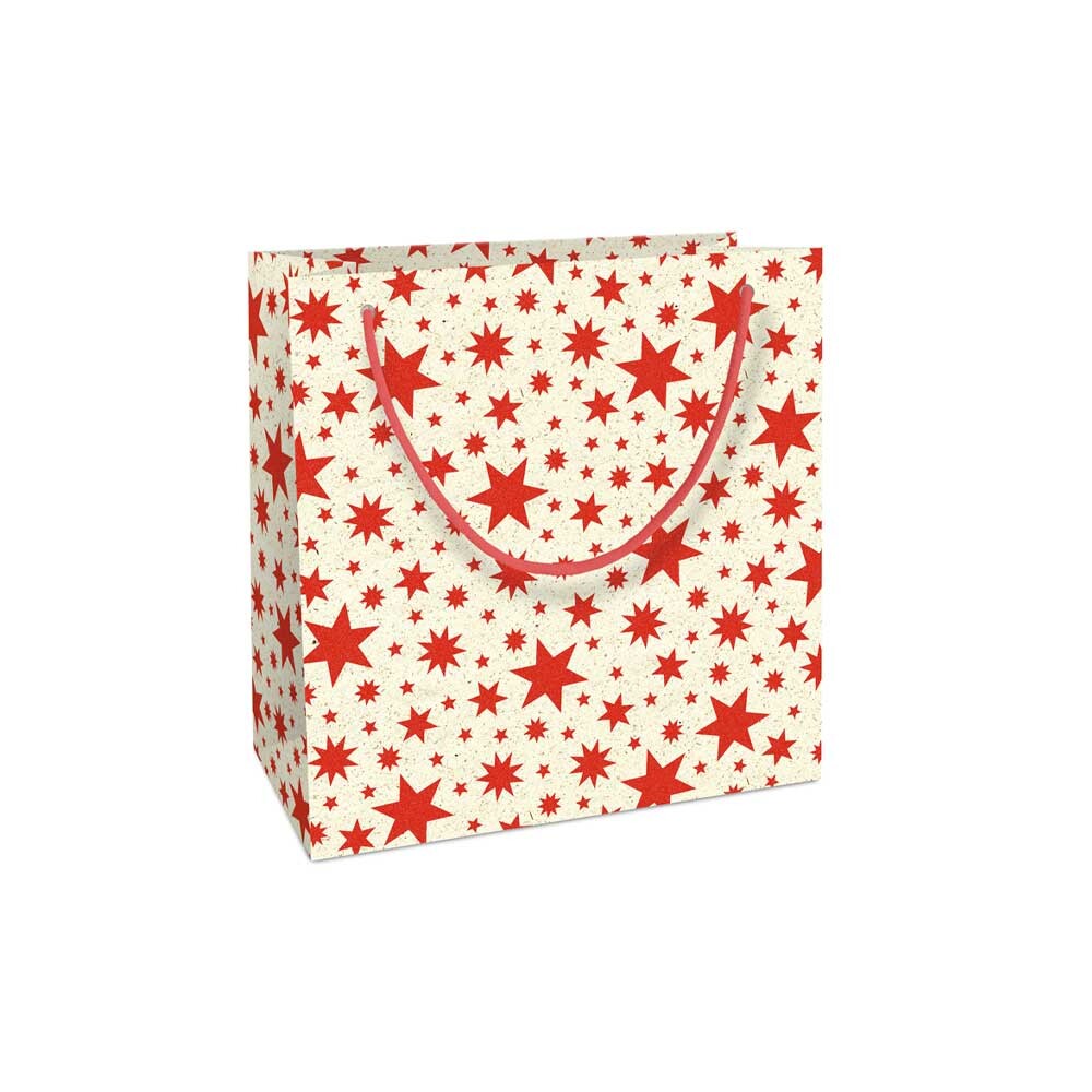 Geschenk-Tragetaschen aus Graspapier Beautiful Stars rot klein Geschenk-Tragetaschen aus Graspapier Beautiful Stars rot klein